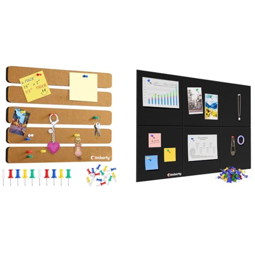 Climberty® Felt Bulletin Board Combo, 5 Brown & 6 Black Boards, 85 Drawing Pins, Self-Adhesive, for Notes, Photos, Planner, DIY, Journaling, Scrapbooking, Wall Decor, Office & Home Use Climberty® Felt Bulletin Board Combo, 5 Brown & 6 Black Boards, 85 Drawing Pins, Self-Adhesive, for Notes, Photos, Planner, DIY, Journaling, Scrapbooking, Wall Decor, Office & Home Use
